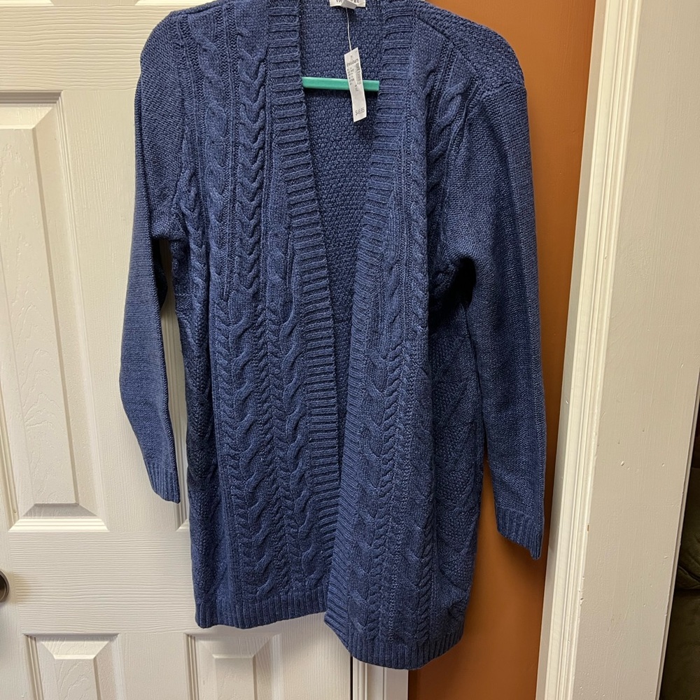 Westport Blue Cable Knit Cardigan Sweater